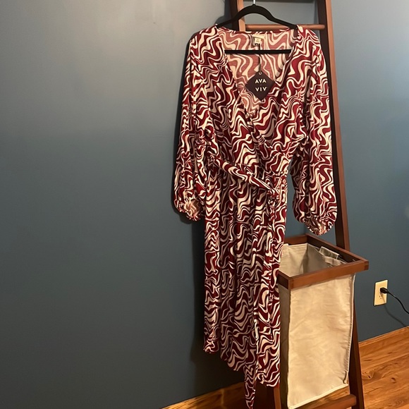 Ava & Viv - (NWT) Balloon Sleeve Belted Midi Dress - Picture 2 of 14